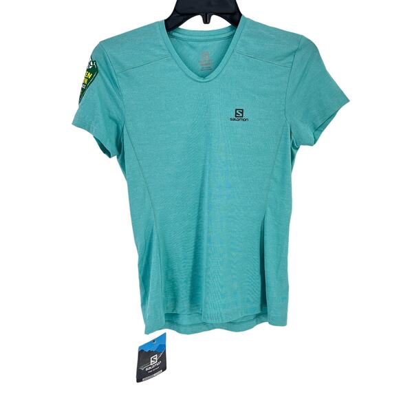 Salomon Broken Arrow Skyrace Squaw Velley T Shirt Womens Sz XS Meadowbrook Green - Picture 1 of 9